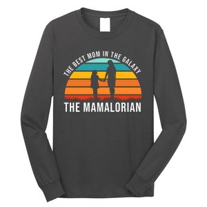 The Best Mom In The Galaxy The Mamalorian Retro Sunset Long Sleeve Shirt