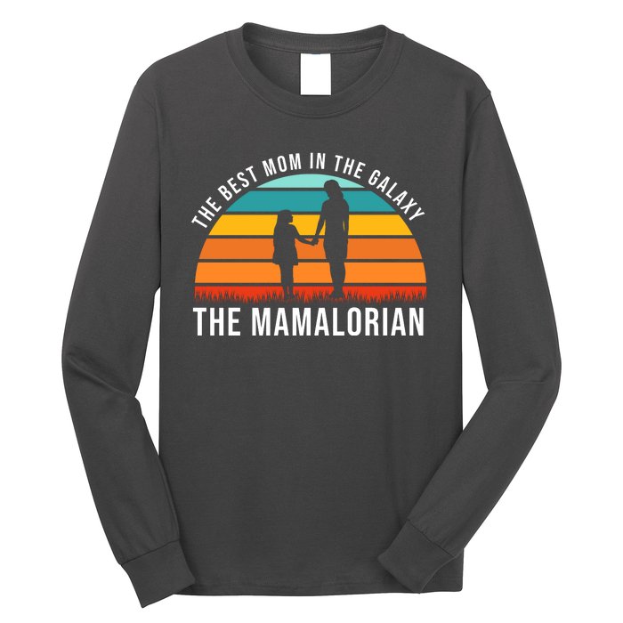 The Best Mom In The Galaxy The Mamalorian Retro Sunset Long Sleeve Shirt