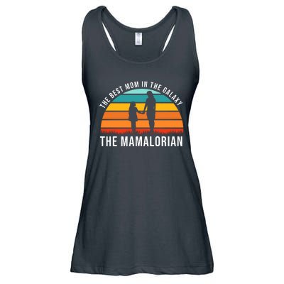 The Best Mom In The Galaxy The Mamalorian Retro Sunset Ladies Essential Flowy Tank