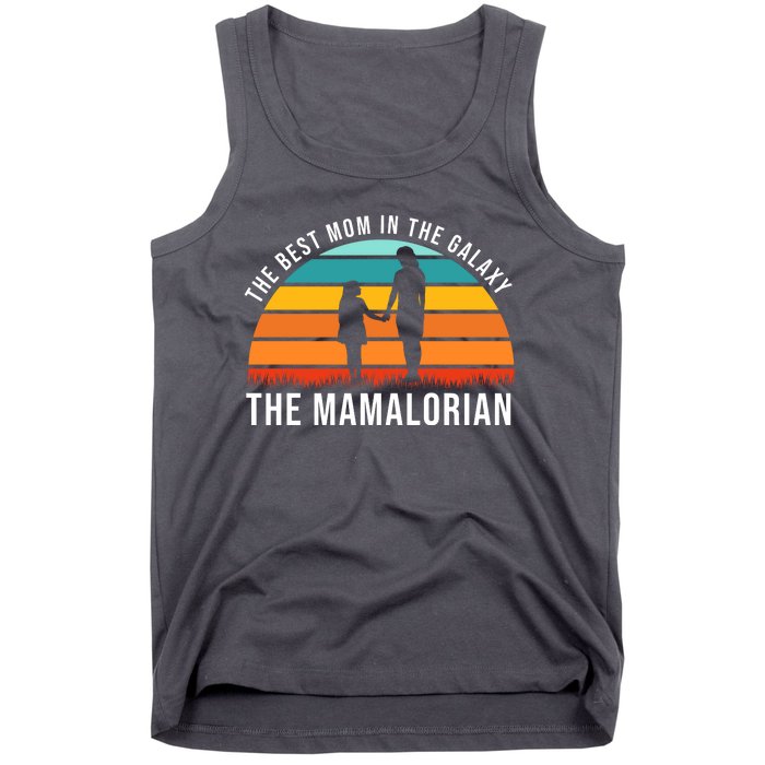 The Best Mom In The Galaxy The Mamalorian Retro Sunset Tank Top