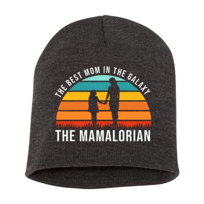 The Best Mom In The Galaxy The Mamalorian Retro Sunset Short Acrylic Beanie