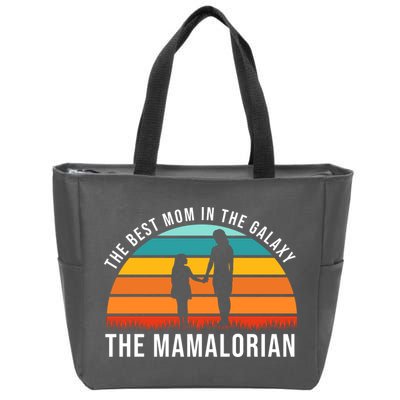 The Best Mom In The Galaxy The Mamalorian Retro Sunset Zip Tote Bag
