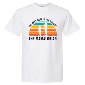 The Best Mom In The Galaxy The Mamalorian Retro Sunset Garment-Dyed Heavyweight T-Shirt