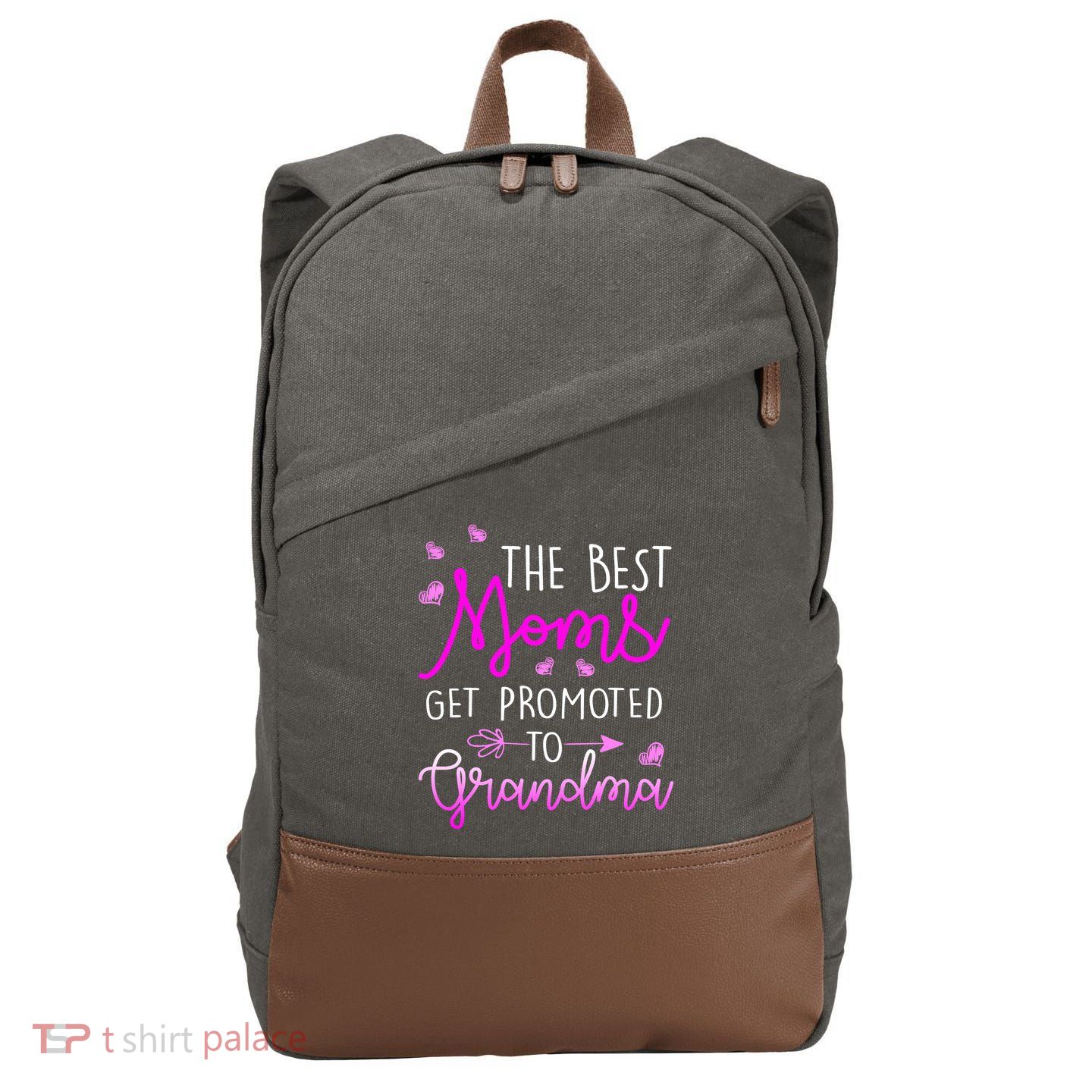 The Best Moms Get Promoted To Grandma Cotton Canvas Backpack