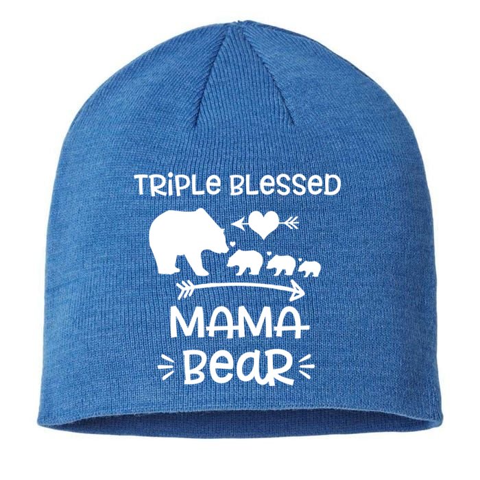 Triple Blessed Mama Bear Funny Gift Moms With Three Gift Sustainable Beanie