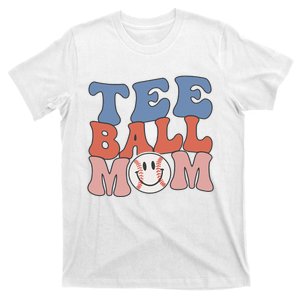 Tee Ball Mom Groovy TBall Mama Mothers Day Baseball T-Shirt