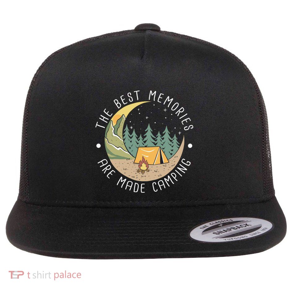 The Best Memories Are Made Camping Vintage Mountain Forests Great Gift Flatbill Hat