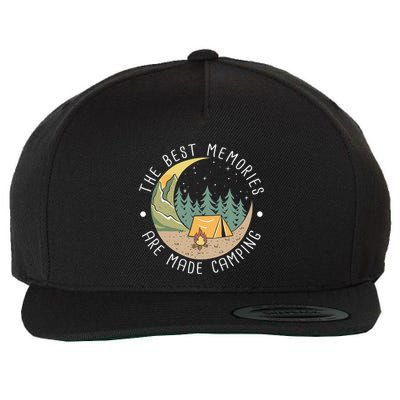 The Best Memories Are Made Camping Vintage Mountain Forests Great Gift Wool Snapback Cap