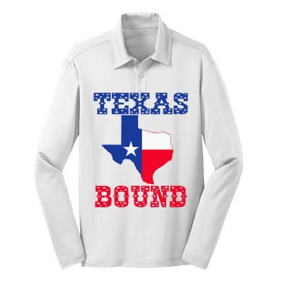 Texas Bound moving to texas texas bound with texas map Silk Touch Performance Long Sleeve Polo