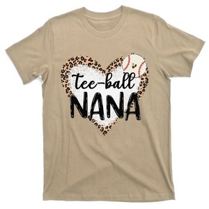 Tee Ball Nana Leopard Print Heart Ball Mom Mother's Day T-Shirt