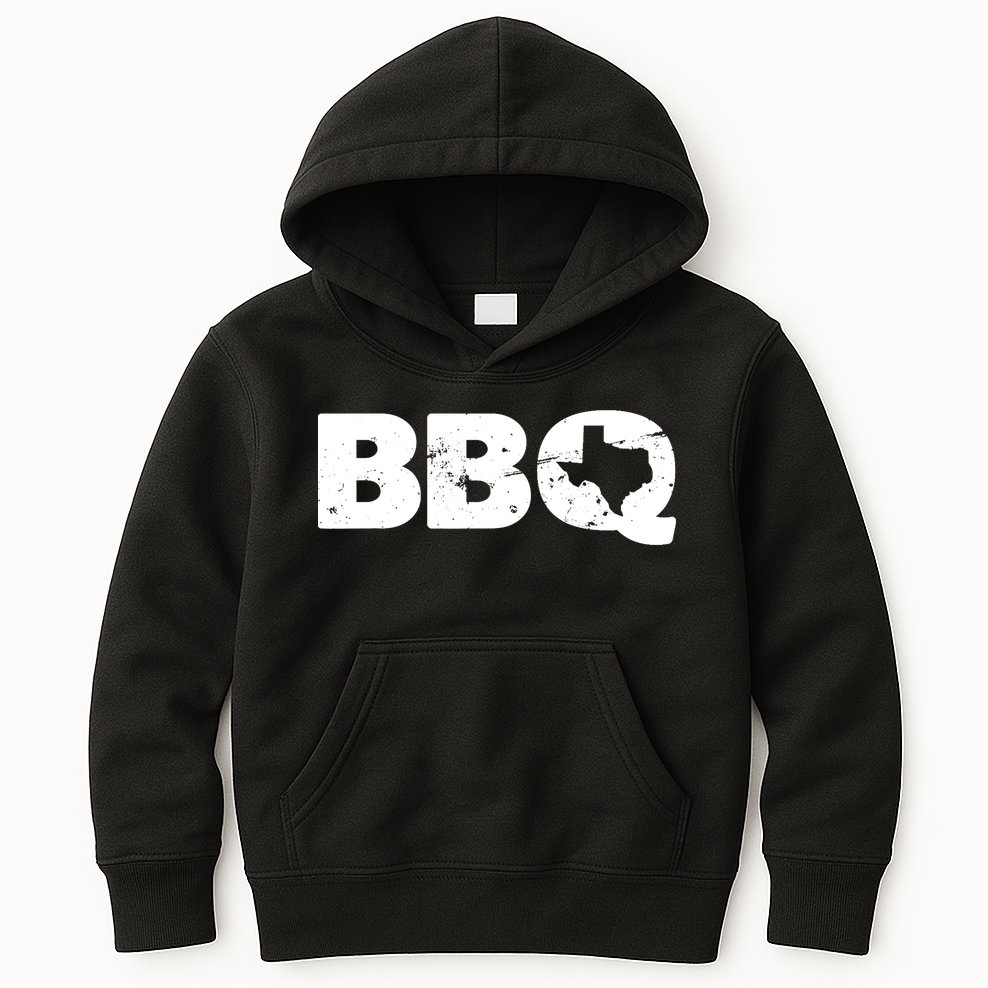 Texas BBQ novelty Texas Barbecue and Map vintage BBQ Kids Hoodie
