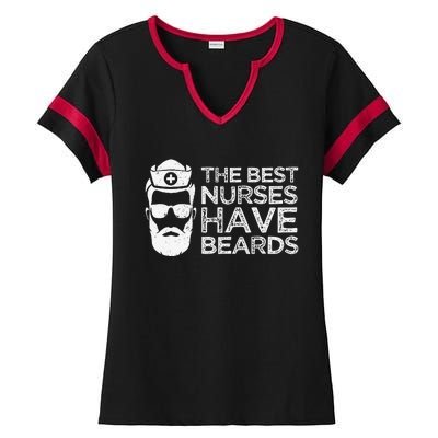 The Best Nurses Have Beards Funny Nurse Day Ladies Halftime Notch Neck Tee