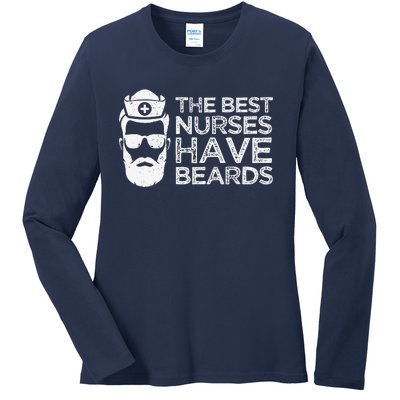 The Best Nurses Have Beards Funny Nurse Day Ladies Long Sleeve Shirt