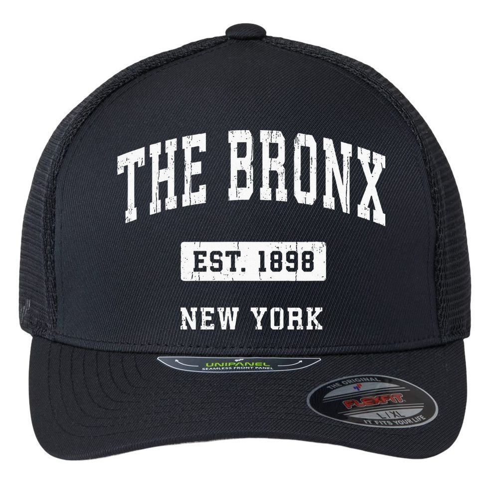 The Bronx New York Ny Vintage Established Sports Flexfit Unipanel Trucker Cap