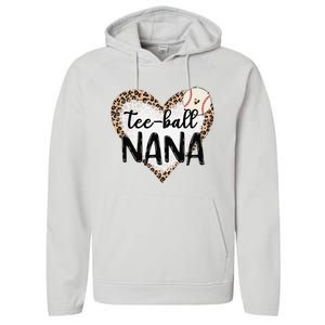 Tee Ball Nana Leopard Print Heart Ball Mom Mother's Day Performance Fleece Hoodie