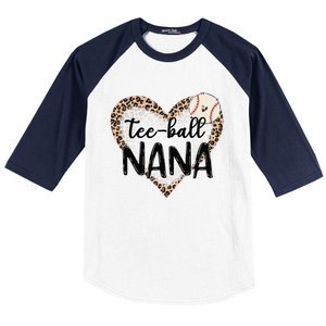 Tee Ball Nana Leopard Print Heart Ball Mom Mother's Day Baseball Sleeve Shirt