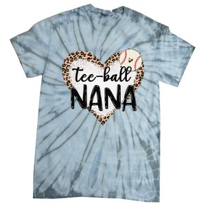 Tee Ball Nana Leopard Print Heart Ball Mom Mother's Day Tie-Dye T-Shirt