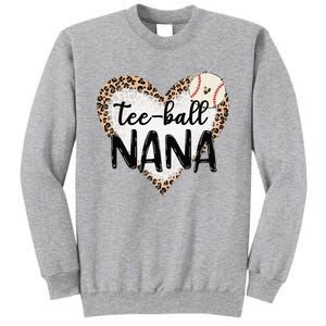 Tee Ball Nana Leopard Print Heart Ball Mom Mother's Day Tall Sweatshirt