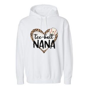 Tee Ball Nana Leopard Print Heart Ball Mom Mother's Day Garment-Dyed Fleece Hoodie