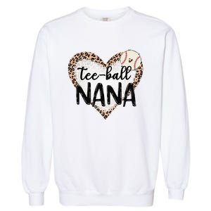 Tee Ball Nana Leopard Print Heart Ball Mom Mother's Day Garment-Dyed Sweatshirt