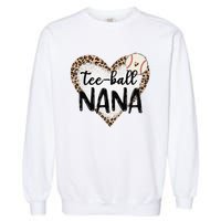 Tee Ball Nana Leopard Print Heart Ball Mom Mother's Day Garment-Dyed Sweatshirt