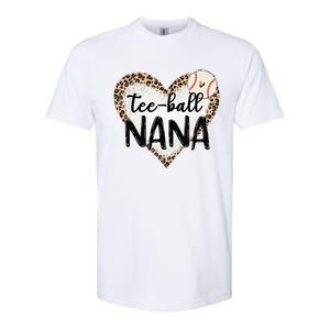 Tee Ball Nana Leopard Print Heart Ball Mom Mother's Day Softstyle CVC T-Shirt