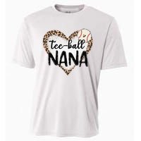 Tee Ball Nana Leopard Print Heart Ball Mom Mother's Day Cooling Performance Crew T-Shirt