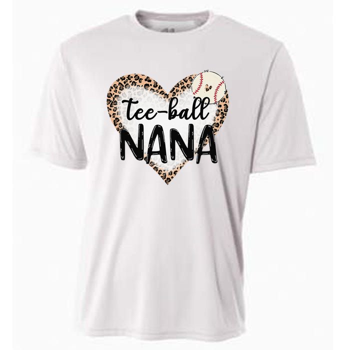 Tee Ball Nana Leopard Print Heart Ball Mom Mother's Day Cooling Performance Crew T-Shirt