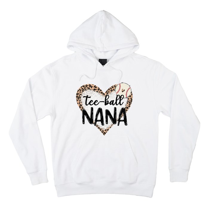 Tee Ball Nana Leopard Print Heart Ball Mom Mother's Day Hoodie