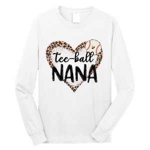 Tee Ball Nana Leopard Print Heart Ball Mom Mother's Day Long Sleeve Shirt