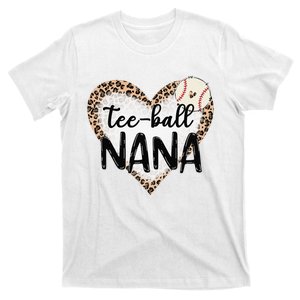 Tee Ball Nana Leopard Print Heart Ball Mom Mother's Day T-Shirt