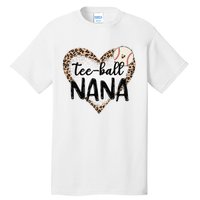 Tee Ball Nana Leopard Print Heart Ball Mom Mother's Day Tall T-Shirt