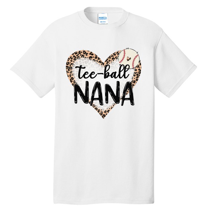 Tee Ball Nana Leopard Print Heart Ball Mom Mother's Day Tall T-Shirt