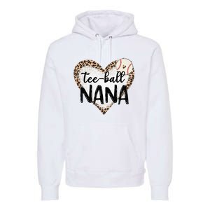 Tee Ball Nana Leopard Print Heart Ball Mom Mother's Day Premium Hoodie