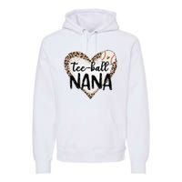 Tee Ball Nana Leopard Print Heart Ball Mom Mother's Day Premium Hoodie