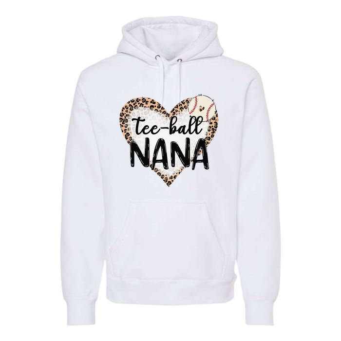 Tee Ball Nana Leopard Print Heart Ball Mom Mother's Day Premium Hoodie