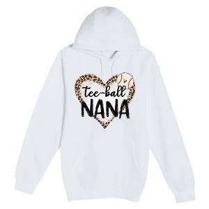 Tee Ball Nana Leopard Print Heart Ball Mom Mother's Day Premium Pullover Hoodie