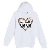 Tee Ball Nana Leopard Print Heart Ball Mom Mother's Day Premium Pullover Hoodie