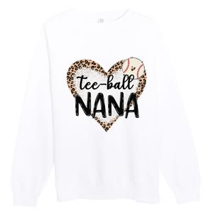 Tee Ball Nana Leopard Print Heart Ball Mom Mother's Day Premium Crewneck Sweatshirt