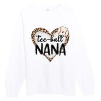 Tee Ball Nana Leopard Print Heart Ball Mom Mother's Day Premium Crewneck Sweatshirt