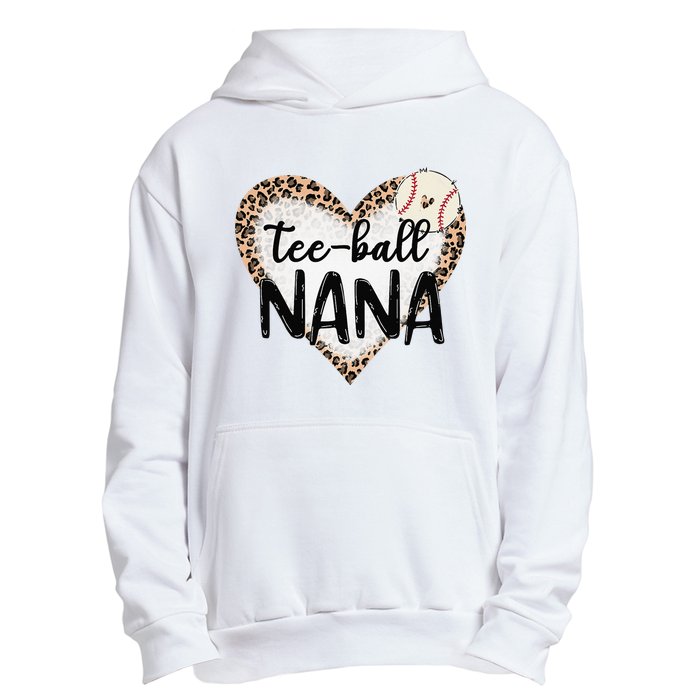 Tee Ball Nana Leopard Print Heart Ball Mom Mother's Day Urban Pullover Hoodie