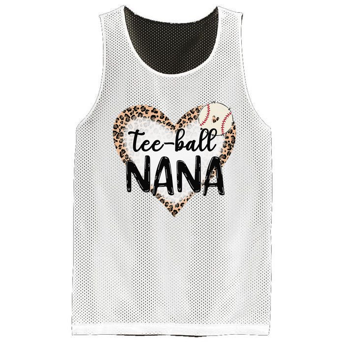 Tee Ball Nana Leopard Print Heart Ball Mom Mother's Day Mesh Reversible Basketball Jersey Tank