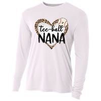 Tee Ball Nana Leopard Print Heart Ball Mom Mother's Day Cooling Performance Long Sleeve Crew