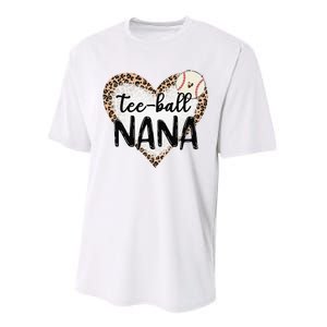 Tee Ball Nana Leopard Print Heart Ball Mom Mother's Day Performance Sprint T-Shirt