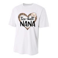 Tee Ball Nana Leopard Print Heart Ball Mom Mother's Day Performance Sprint T-Shirt