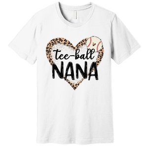 Tee Ball Nana Leopard Print Heart Ball Mom Mother's Day Premium T-Shirt