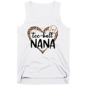 Tee Ball Nana Leopard Print Heart Ball Mom Mother's Day Tank Top