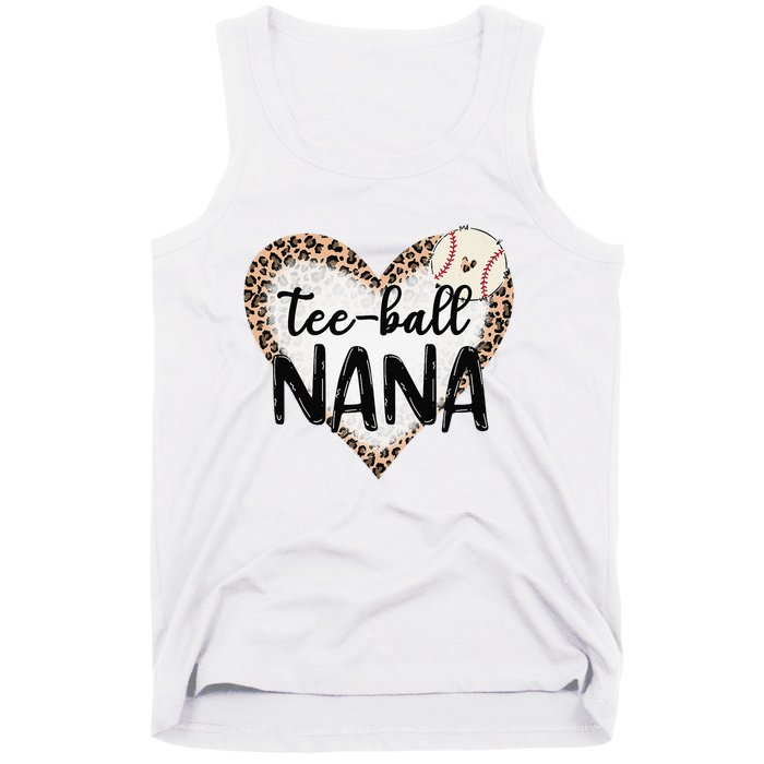 Tee Ball Nana Leopard Print Heart Ball Mom Mother's Day Tank Top