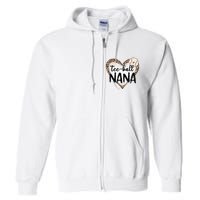 Tee Ball Nana Leopard Print Heart Ball Mom Mother's Day Full Zip Hoodie