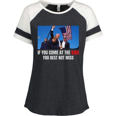 Trump Best Not Miss 2024 Election Design Enza Ladies Jersey Colorblock Tee